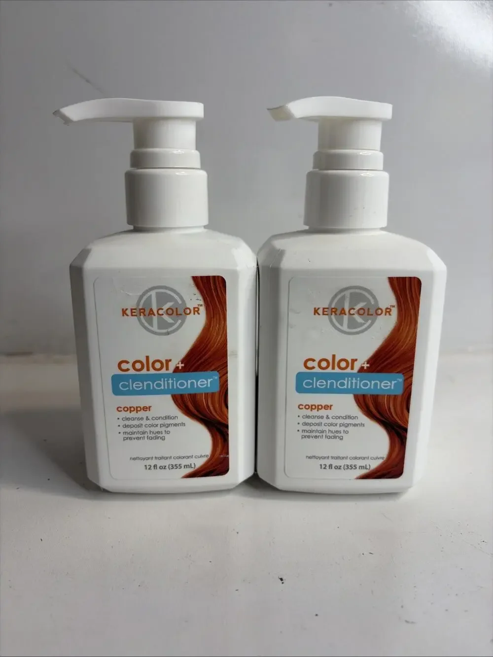 2 PACK KeraColor Color + Clenditioner - Copper, 12 oz CLEANSE & Condition